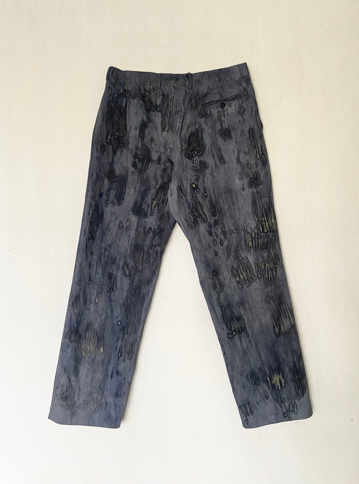 Pantalon de costume à pinces bleu gris Faussement Usé
