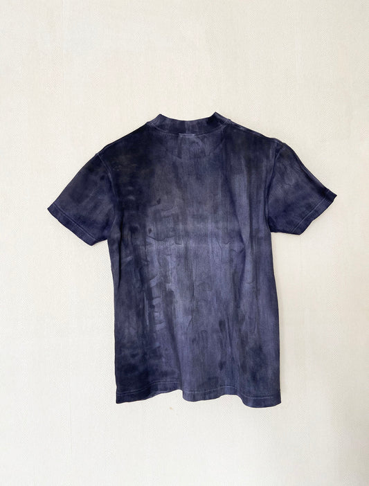Tee-shirt côtelé bleu gris Faussement Usé