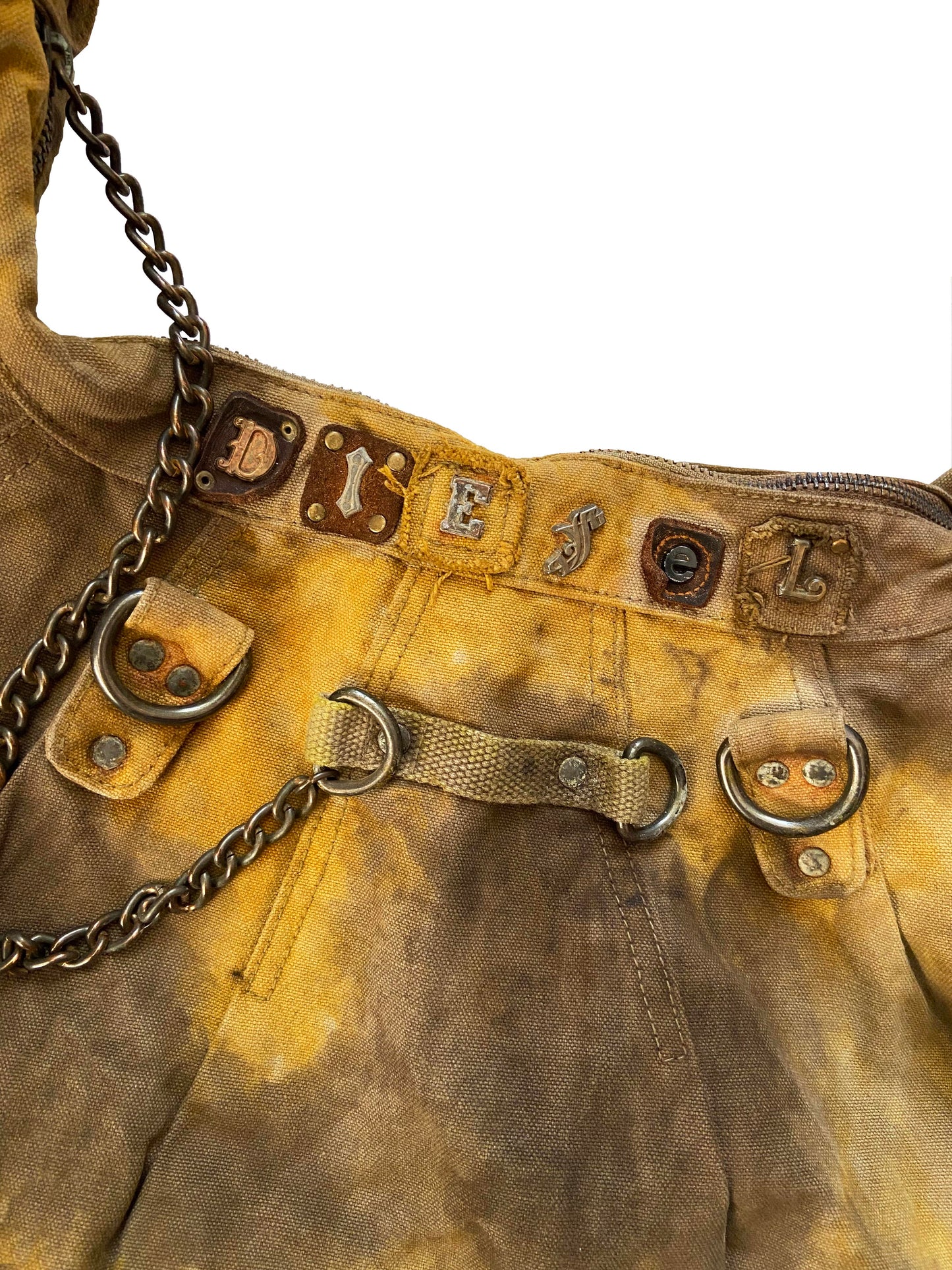 Diesel brown tie and dye ecoprint handbag 