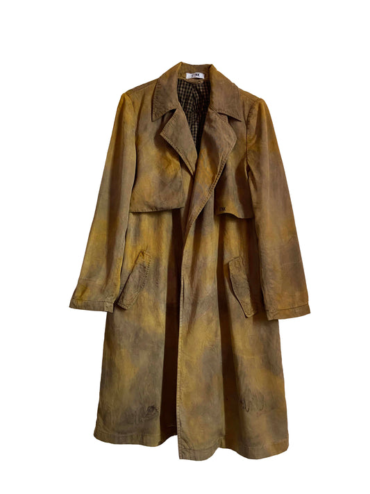Ecoprint brown beige tie and dye trench coat