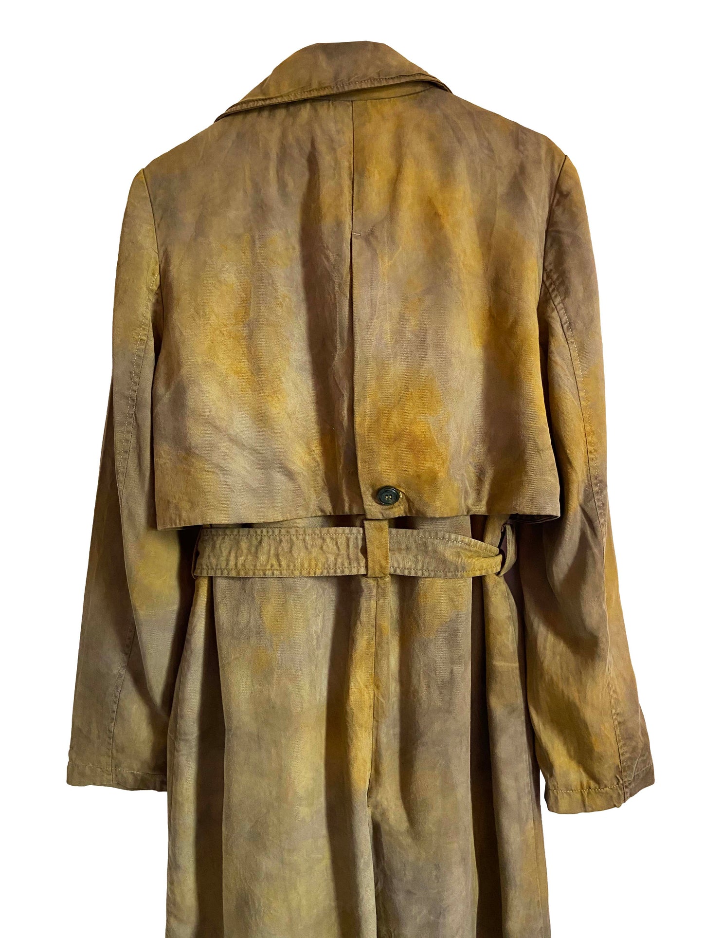 Ecoprint brown beige tie and dye trench coat